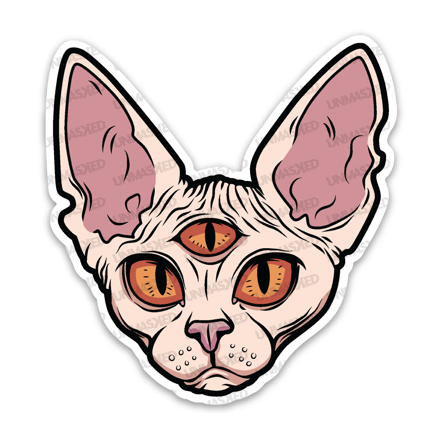 Three Eyed Albino Sphynx Cat Sticker