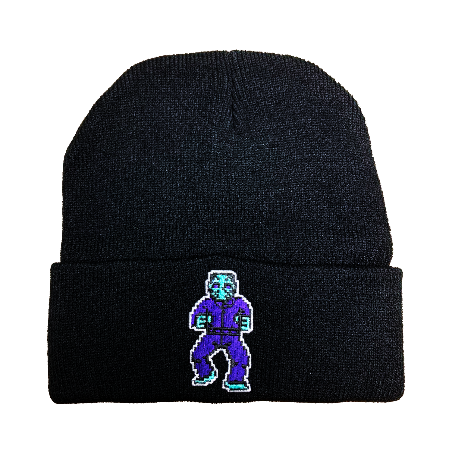 8-bit Jason Embroidered Beanie - UNMASKED Horror & Punk Patches and Decor