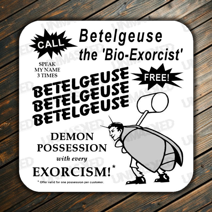 Beetlejuice Business Card Drink Coaster