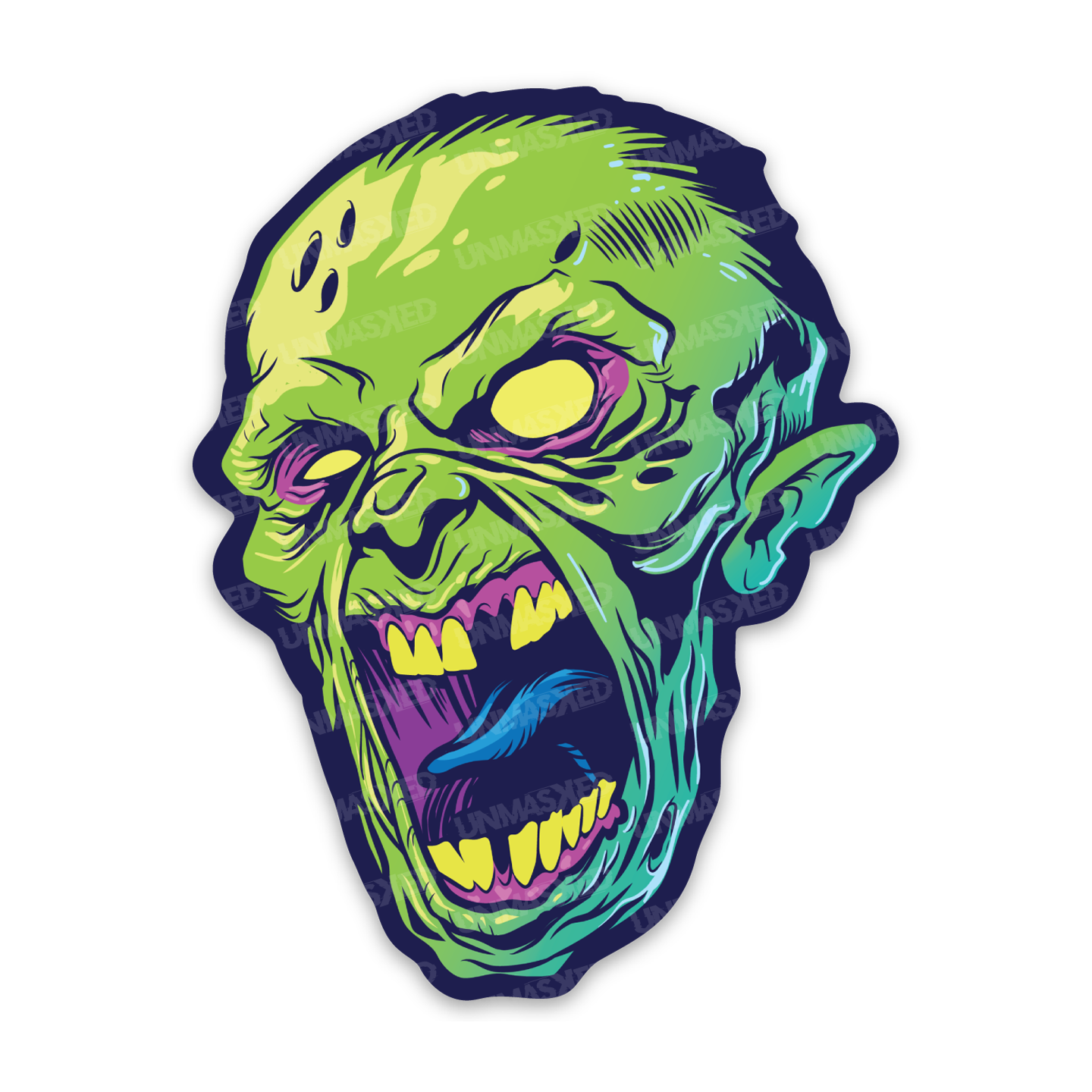 Green Zombie Head Sticker