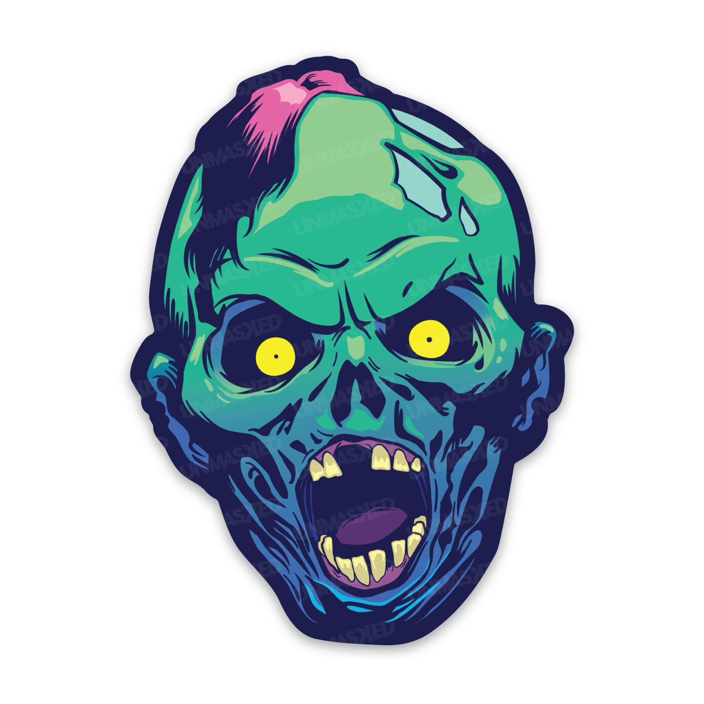 Teal Zombie Head Sticker